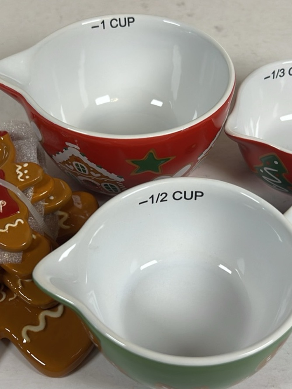 Holiday Time Red & Green Gingerbread Stackable Measuring Cups Set - Picture 14 of 14
